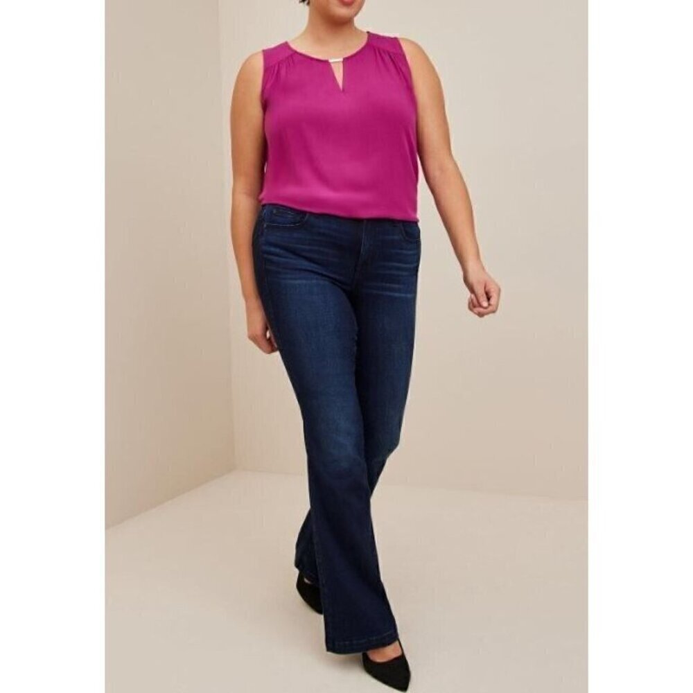 Torrid Top Womens 3X Boysenberry Rayon Crepe Metal Keyhole Tank Career Casual